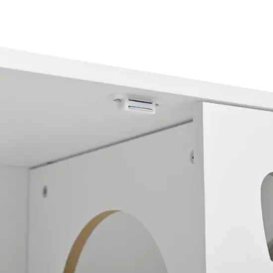 Cat Cabinet Cat House Cat Litter Box Enclosure with Sisal Cat Scratcher & Hooks, Sideboard Storage Cabinet, White - ModernLuxe image {11}