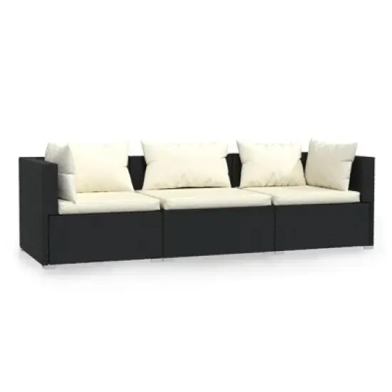 vidaXL 3-seater Sofa Black image {8}
