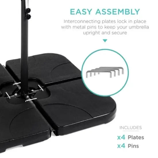 Best Choice Products 4-Piece Cantilever Offset Patio Umbrella Stand Square Base Plate Set w/ Easy-Fill Spouts image {3}