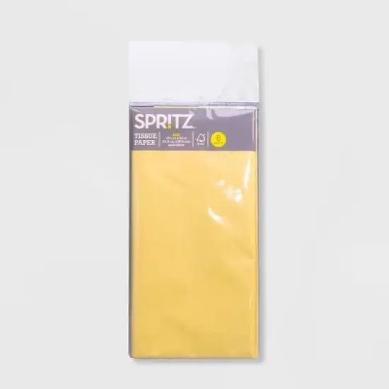 8ct Tissue Paper Yellow - Spritz&trade;: Solid Pattern, All Occasions, Easter, 16.5" x 24", Gift Packaging Accessories image {1}
