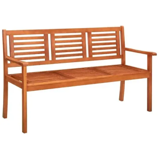 vidaXL 3-Seater Patio Bench with Cushion - Robust & Comfortable Seating Made from Solid Eucalyptus Wood - Perfect for Gardens, Terraces, and Patios image {10}