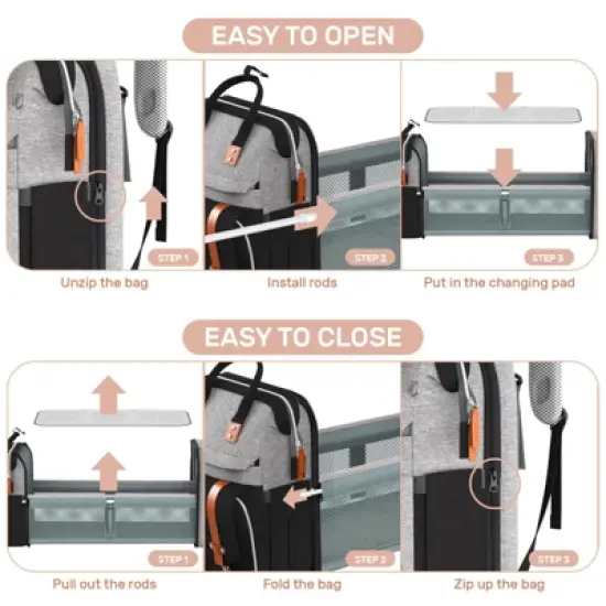 Itopfox Large Diaper Backpack with Changing Station, Multifunctional Baby Bag for Essentials, Ideal Shower Gift image {3}