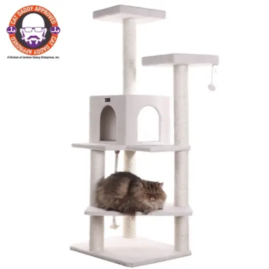 Armarkat Ivory 57" High Real Wood Cat Tree, Fleece Covered Cat Climber, B5701 image {9}