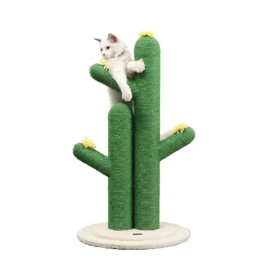 Socorro Modern Jute Double-Cactus Cat Scratching Post with Flower Toys image {9}