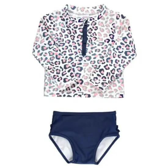 RuffleButts Girls Long Sleeve Zipper Rash Guard 2-Piece image {5}