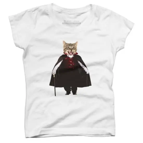 Girl's Design By Humans Catcula Cat Kitten Dracula Cute Funny Halloween t shirt By JOHANNESART T-Shirt image {4}