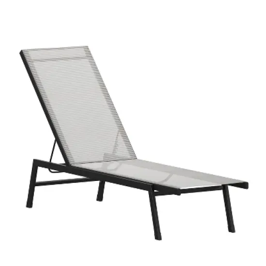 Emma and Oliver Textilene Adjustable 5 Position Patio Chaise Lounge and Metal Frame image {1}