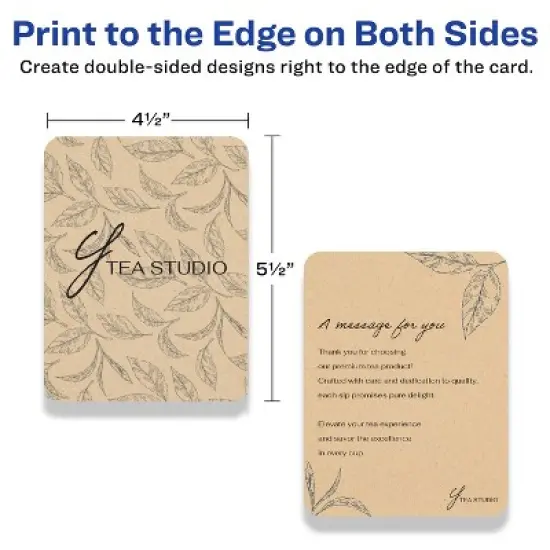 Avery Printable Rounded Corner Postcards, 4.25" x 5.5", Kraft Brown, 50ct image {5}