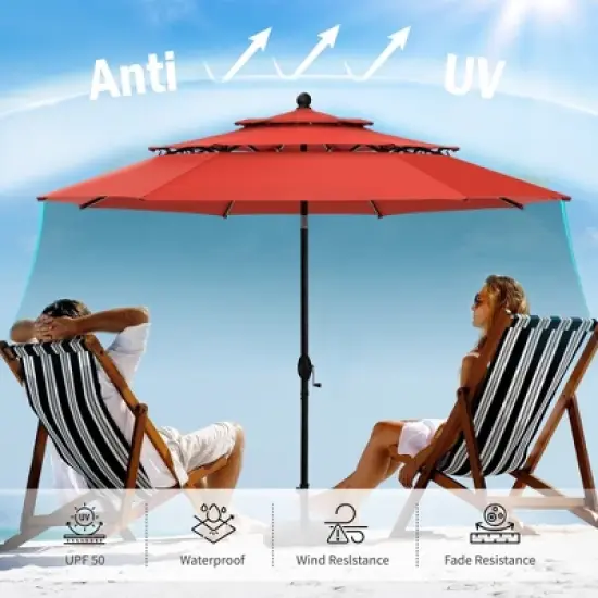 Captiva Designs 6pc Outdoor Patio Square Steel Dining Table with Stackable Metal Chairs and Market Umbrella image {12}