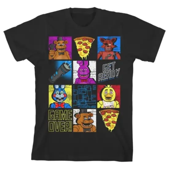 Five Nights at Freddy's Graphic Grid Boy's Black T-shirt image {4}