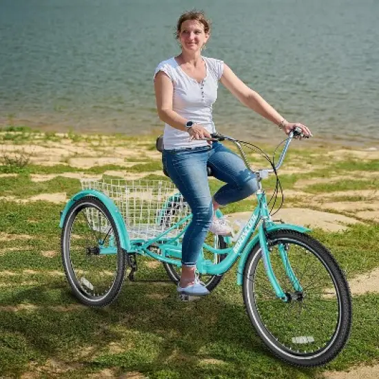 DoCred Trikes, 24 Inch 7 Speed Tricycles, Three Wheel Bikes with Basket image {6}