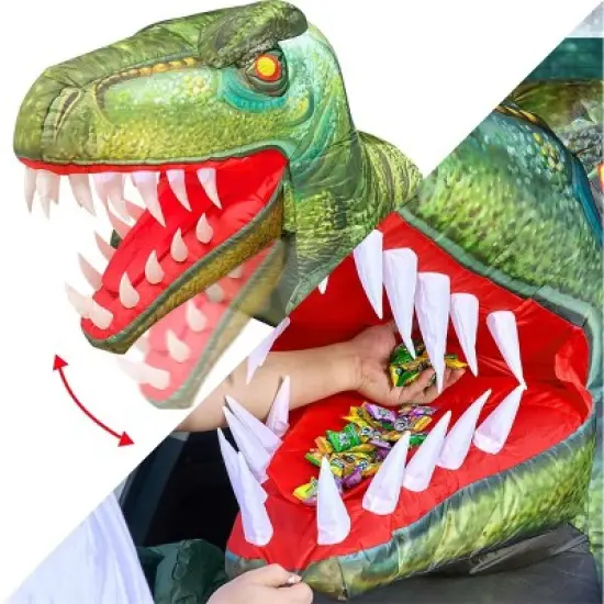 Joyfy 3.6 FT Halloween Inflatable Outdoor Decorations, Animated Dinosaur Trunk or Treat Car Inflatable with LEDs for Halloween Party Yard Decoration image {9}
