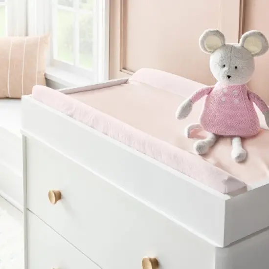 Wipeable Changing Pad Cover - Solid Pink - Cloud Island&trade; image {1}