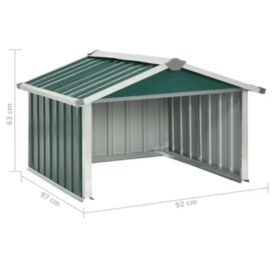 vidaXL Garden Shed Green Galvanized steel Durable Garden Shed image {8}