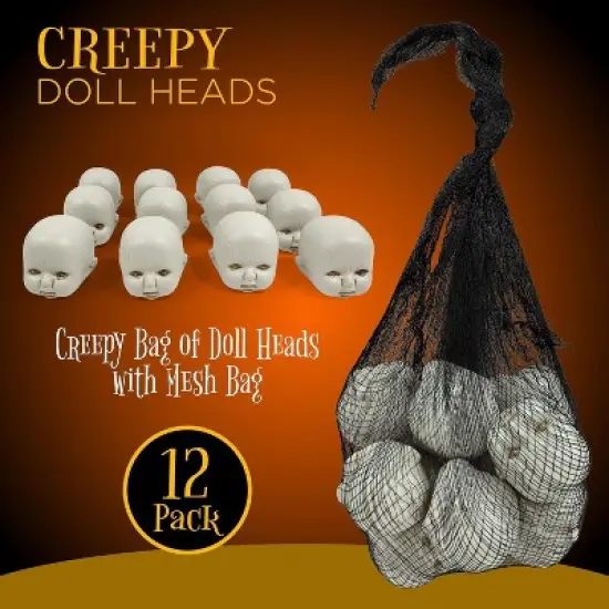 4E's Novelty Doll Heads Halloween Decorations, 12 Pcs Baby Doll Heads in Mesh Bag, 3.5" Baby Doll Heads for Halloween Perfect Decor image {3}