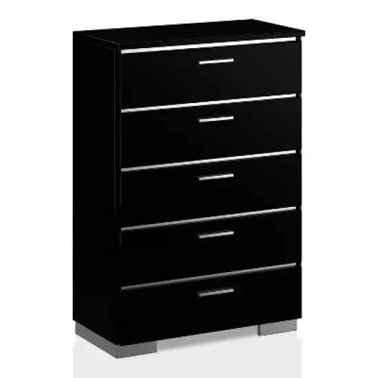 3pc Shorehaven Contemporary Nightstand and Chest California King Bedroom Set Black/Chrome - miBasics image {4}
