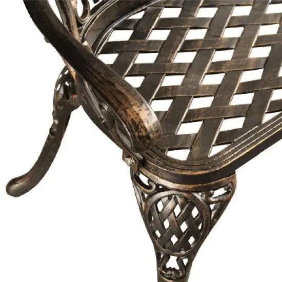 Ornate Traditional Aluminum Patio Bench - Bronze - Oakland Living image {2}