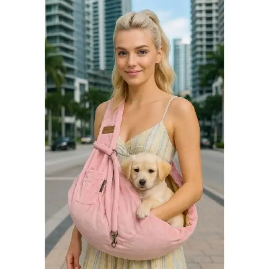 Parisian Pet 'Sling Carrier' for Dogs & Cats &ndash; Travel-Friendly, Stylish Pink Sling Carrier for Pets image {1}