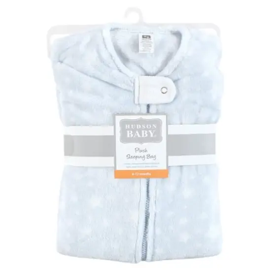 Hudson Baby Infant Boy Plush Sleeping Bag, Sack, Blanket, Light Blue Stars image {1}