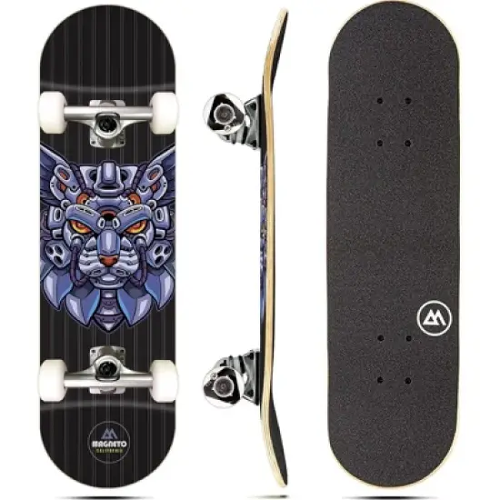 Magneto Skateboard | Maple Wood | ABEC 5 Bearings | Double Kick Concave Deck | For Beginners, Teens & Adults (Purple Cat) image {8}