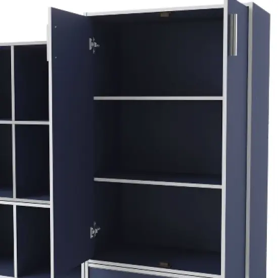 24/7 Shop At Home 35.27" Silkpath Modern 3 Tier Doors Stackable and Modular Bookcase image {5}