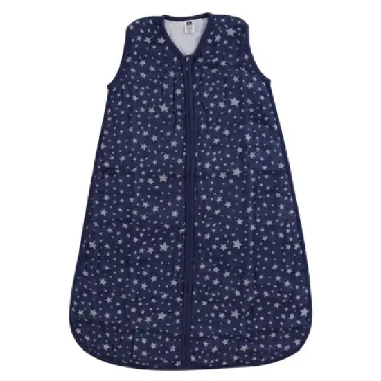 Hudson Baby Infant Muslin Cotton Sleeveless Wearable Sleeping Bag, Sack, Blanket, Gray Navy Star image {2}