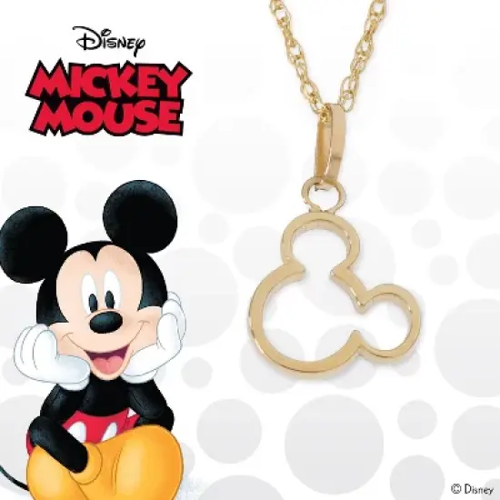 Disney Womens Mickey Mouse 14k Yellow Gold Cutout Pendant Necklace, 18" image {3}