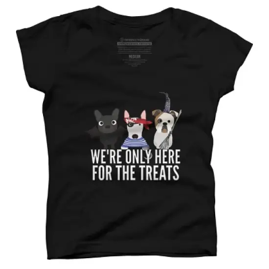 Girl's Design By Humans Dog Halloween - We're Only Here For The Treats By PedigreePrints T-Shirt image {3}
