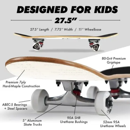 Magneto Skateboard | Maple Wood | ABEC 5 Bearings | Double Kick Concave Deck | For Beginners, Teens & Adults (Video Game) image {1}