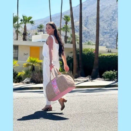 Packed Party Woven Weekender Duffle Bag, Cute Overnight Travel Luggage for Women, Great for Ladies at the Gym, Airlines, Travel, Hospital Visits and image {5}