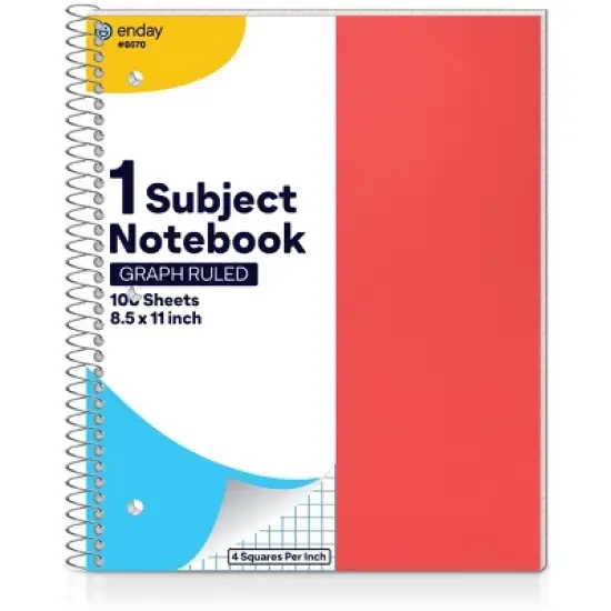 Enday Graph Paper Notebook 8.5 x 11 with Plastic Cover, 1 Grid Notebook, Graph paper spiral notebook, Graph notebook image {9}