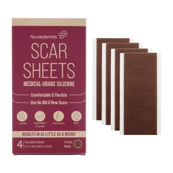 Nuvadermis Medical Grade Water Resistant Reusable Silicone Scar Sheets - Dark Skin Tone - 4ct image {10}