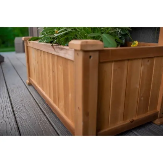 Vita 18.5"x38" Rectangular Wood Rosewood Garden Bed with Trellis Light Brown image {5}