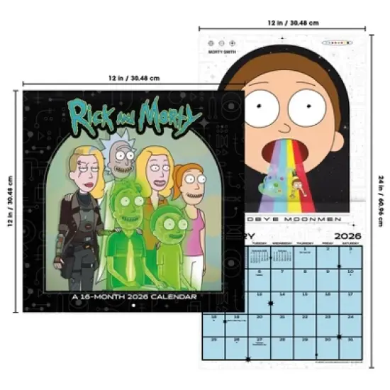 Trends International 2026 Rick and Morty 12"x12" Wall Calendar image {5}