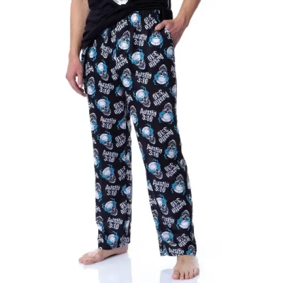 WWE Mens' Wrestling Stone Cold Steve Austin 3:16 Sleep Pajama Set Black image {2}