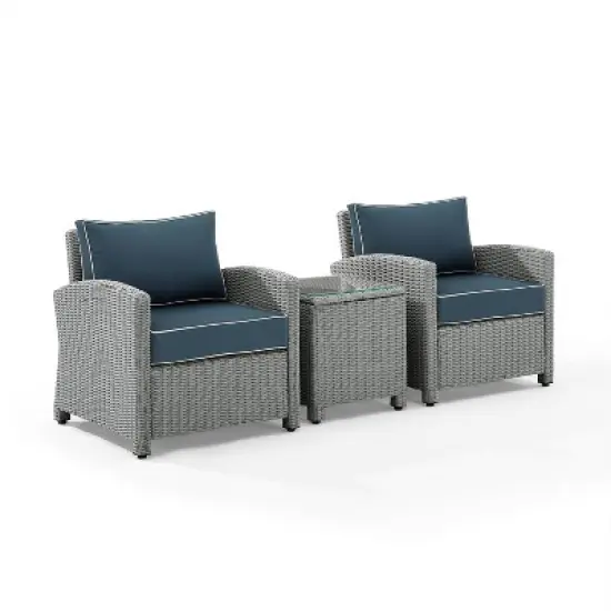 Bradenton 3pc Outdoor Wicker Arm Chairs with Side Table - Crosley image {12}