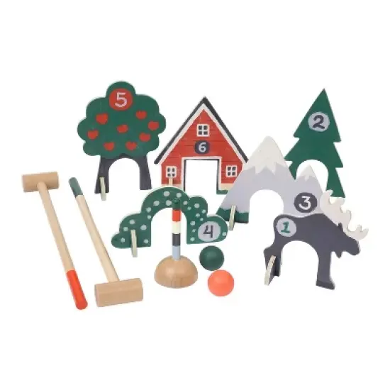 Manhattan Toy Through The Woods Two-Player 11-Piece Croquet Set for Kids with Travel Storage Bag image {3}