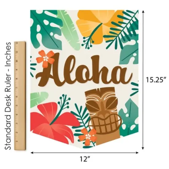 Big Dot of Happiness Tropical Luau - Outdoor Home Decorations - Double-Sided Hawaiian Beach Party Garden Flag - 12 x 15.25 inches image {4}
