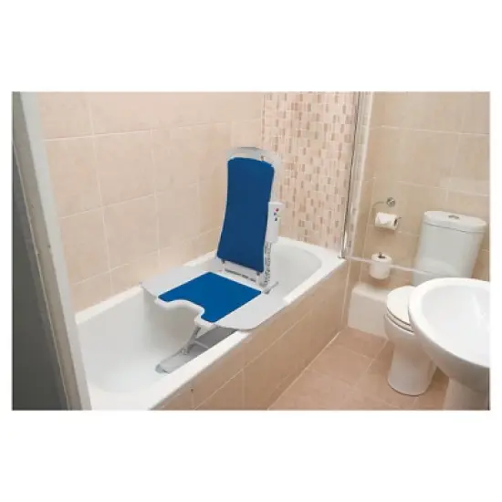 Drive Medical Whisper Ultra Quiet Bath Lift - Reclining Motorized Seat with Floating Remote - Blue image {3}