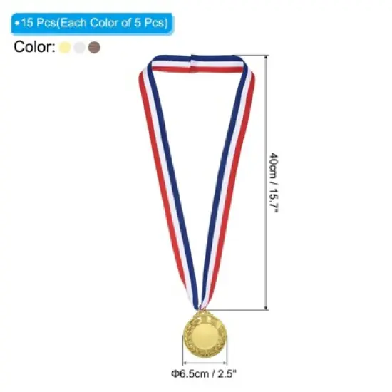 Unique Bargains Zinc Alloy Corrosion-Resistant DIY Fun Embossed Design Award Medals Gold Silver Bronze 15 Pcs image {1}