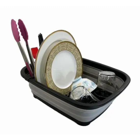 SAMMART 8L (2.11Gallons) Collapsible Plastic Dish Drainer - Foldable Drying Rack image {13}