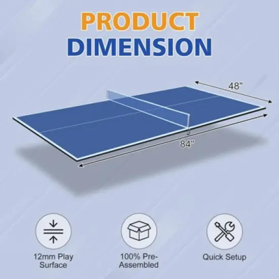 SEVOBAL Table Tennis Accessories 7ft Foldable Ping Pong Conversion Top for Easy Indoor Play, Blue, 40"*22"*3" image {3}
