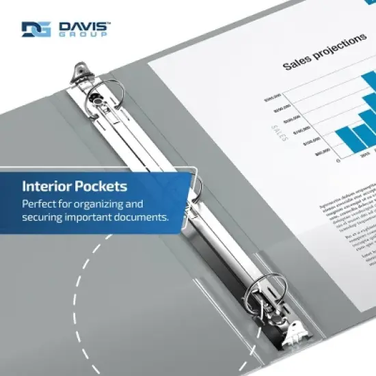 Premium Economy 2" Round Ring Binder 6pk Gray: Davis Group, Polypropylene, 400 Sheet Capacity, 2 Pockets image {5}