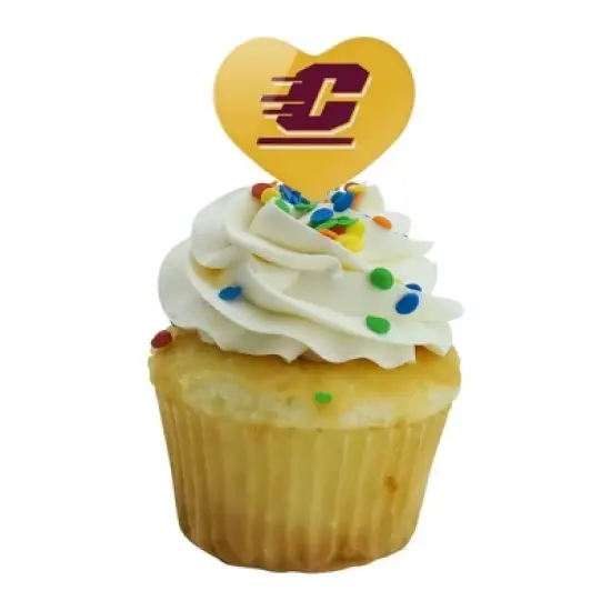 Central Michigan University Secondary Heart Love Cupcake Picks Toppers Decoration Set of 6 image {4}