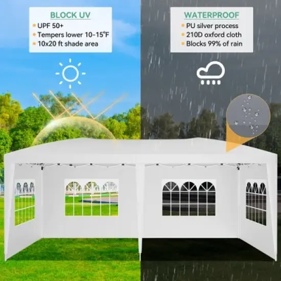 10 x 20Ft Pop Up Canopy Tent with 6 Removable Sidewalls, Waterproof and UV Protection 50+ for Outdoor Sun Shelter image {4}