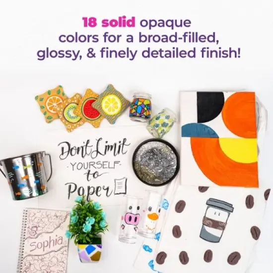 PINTAR Art Supply Professional Outline & Fill Pack - Set of 18 Black/White Paint Markers, (6) 0.7mm, (6) 1mm, (6) 5mm Tips - Smooth Japanese Ink image {6}