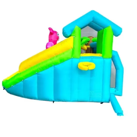 Pogo Bounce House Backyard Kids Home Water Park Inflatable Water Slide Flamingo with Splash Pool image {6}
