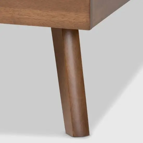 Alke Fabric Upholstered Walnut Finished Platform Bed - Baxton Studio image {4}