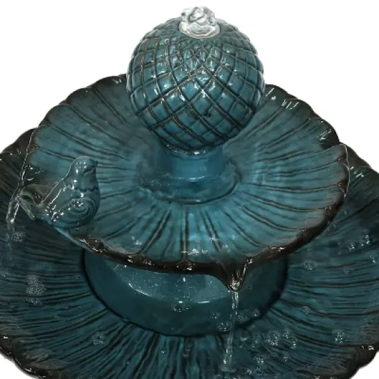 Sunnydaze 27"H Electric Ceramic 2-Tier Resting Birds Outdoor Water Fountain image {5}