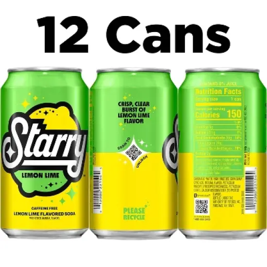Starry Lemon Lime Soda - 12pk/12 fl oz Cans image {1}